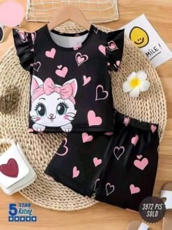 "Black Heart" Summer T-Shirt Baby Set