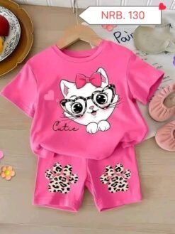 "pink Cat" Summer T-Shirt Baby Set