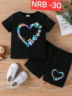 "Black Heart" Summer T-Shirt Baby Set