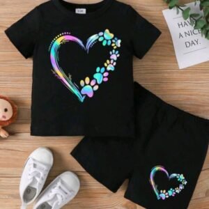 "Black Heart" Summer T-Shirt Baby Set