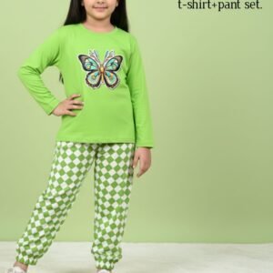 Neon "Butterfly"Long T-Shirt And Pant Set