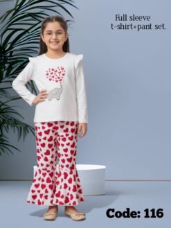 Alternative view of Pink"Flower"Long T-Shirt And Pant Set