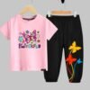 Marron"Flower&Butterfly"Long T-Shirt And Pant Set