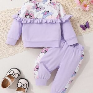 "Lavender Butterfly" Baby Winter Sweet Shirt Set